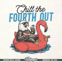 Diseño PNG para el 4 de julio - Chill Fourth Out - Gráfico del Águila Americana para Impresión y Sublimación (Digital) - Blanco - Ver 3