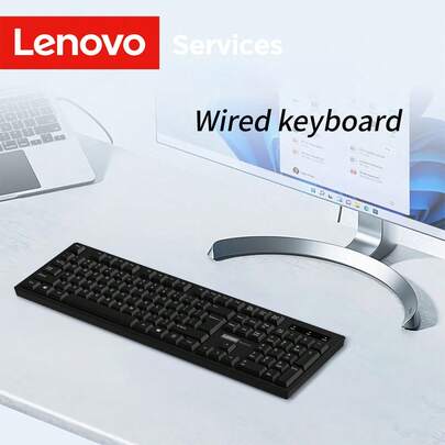 Lenovo 联想 K280 全尺寸有线键盘 | 104 键 USB 电脑键盘，带数字小键盘 | 符合人体工学设计，适用于办公、家用、笔记本电脑等。