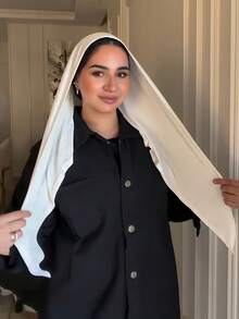 1 pieza Hiyab triangular instantáneo, diseño de amarre todo en uno, envoltura rápida sin deslizamiento, sin gorra inferior ni pliegues requeridos, adecuado para uso diario, oración y salidas - Blanco - Ver 2