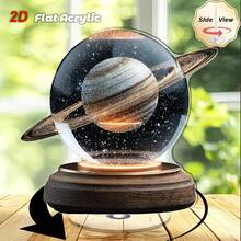 2D Flat, 1pc Rotating Solar System Snow Globe, Acrylic Glass Dome - Rotating Planet Model With Sun And 9 Major Planets Display, Suitable For Outdoor Desk Decor - Educational Astronomy Desktop Accessory, For Office, Room - Space Themed Gift, 2D Flat - Colorful - View 9