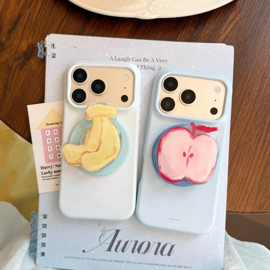 Apple Pattern GUCADI A Film-Style Soft Case Suitable For IPhone 17 Pro Max, Apple 16 Pro, 14 With Fruit Gradient, 15 With Fresh Design, 13 With Matte Finish, Summer Personalized, Creative, Geometric, Minimalist Style, Fresh And Simple, Color-Blocking Style, Niche, Ins-Style - Pink - View 1