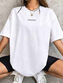 Women's Lightweight Summer Sports T-Shirt, Quick-Drying And Breathable, Short Sleeve, For Running, Fitness, Yoga, Loose Fit, For Outdoor Training, 100% Cotton - 白色 - 查看 6