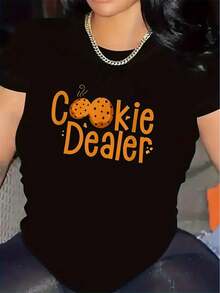 Retro Vintage T-Shirt | Cookie Dealer Design T-Shirt For Kitchen Use, Durable And Lightweight, Ideal For Casual Wear, Comfortable Fit, Perfect For Indoor Activities, Stylish Graphic T-Shirt For Everyday Wear, Round Neck, Medium Stretch Fabric, Print. - 黑色 - 查看 12