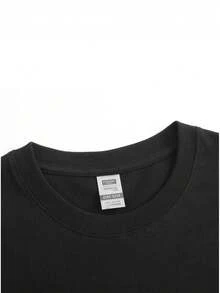 Simple And Versatile Design, Women's 100% Cotton Short Sleeve T-Shirt, Printed, Summer Style, Women's Clothing, Korean Version, Loose Fit, Pure Desire Style, Short Sleeve Top. - 黑色 - 查看 3