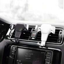 Gravity Car Phone Holder, Auto Air Vent Mount Cradle, ABS Material, Triangle Shape, Rotatable Device Mount Compatible With Vehicles, Navigation Support Bracket For Smartphones - White - View 4