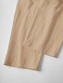 Pantalones casuales de mujer de unicolor y bolsillos minimalistas - Caqui - Ver 9