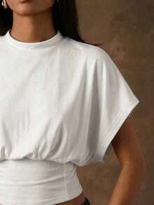 Camiseta de unicolor marrón oscuro de estilo minimalista casual, versátil para primavera/verano, adecuada para el uso diario, citas, reuniones, otoño/invierno, Navidad, Año Nuevo, Acción de Gracias, fiestas, bodas, playa, ceremonias de graduación, con un aspecto elegante y casual para salidas, citas, traslados, brillante, Día de San Valentín, vacaciones, estilo Y2K, graduación, etc. - Blanco - Ver 7
