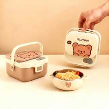 304 Stainless Steel Lunch Box, Bento Box Adult, Cute Microwavable Lunch Containers, Leakproof Snack Containers With Lids, Travel Food Containers, Portable Lunch Bowls With Handle, Bento Snack Box With Utensils For School Student - Multicolor - View 10