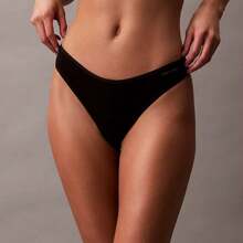 Calvin Klein Ideal Cotton Thong Underwear  Women  Panties QD5124 - 黑色 - 查看 3