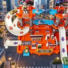 Set Mainan Tempat Parkir Lintasan Kereta Api Besar untuk Anak-Anak, Tema Kereta Api Kota, Cocok untuk 2 Pemain, Hadiah Ulang Tahun Ideal untuk Anak Laki-Laki - Biru - View 6
