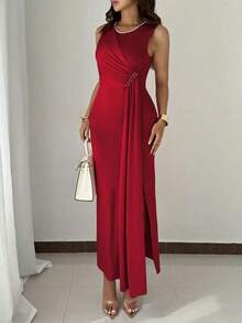 YHHRafferiza Vestido elegante de fiesta con cuentas sin mangas para mujer, vestido de noche largo de verano para eventos formalesYHH - Burdeos - Ver 6