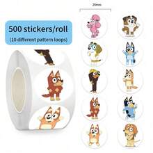 Bluey 500pcs Brui Cartoon Stickers - 10 Cute Designs, Thick & Durable, Suitable For Laptops, Luggage, Notebooks, Great For School, Travel, DIY, Fun Cartoon Sticker Set, Ideal For Kids Projects And Party Favors - Multicolor - View 17
