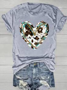 Camiseta Estampada de Moda para Mujer de Tallas Grandes, Cuello Redondo, Estilo Casual, Ligera y Transpirable, Adecuada para Primavera y Verano - Básica y Versátil - Negro - Ver 7