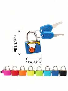Basketball Pattern Luggage Lock, Small Suitcase Padlock With Key, Strong Copper Lock Core With Plastic Shell (Easy Lock Matching), Compact And Durable, Luggage Lock, Suitcase Mini Padlock, Travel Bag Metal Key Lock - Multicolor - View 11