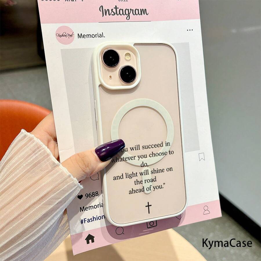 Funda para Teléfono - Frase Inspiradora con Cruz y Luz Brillante en el Camino por Delante, Sensación Magnética al Tacto, Resistente a Caídas y a Arañazos, Funda Protectora Adecuada para iPhone 17 Pro Max 17 17 Air 16 Pro 15 Plus 11 12 13 14, un Excelente Regalo - Blanco - Ver 1