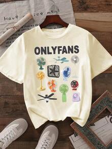 Cómodo Camiseta de manga corta con cuello redondo y estampado vintage para mujer, informal, para vacaciones de verano, playeras de mujer algodon, blusa casual mujer,  mujer - Albaricoque - Ver 6
