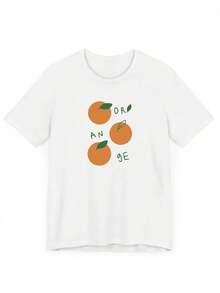 Women's Short-Sleeved T-Shirt, Personalized, New Spring/Summer 2026 Collection, With Cartoon Letter Print In Cherry Tomato Orange, Suitable For Summer, Y2K Clothing - Unisex Loose Cotton Short-Sleeved Round Neck T-Shirt, Urban Vintage Style. - 白色1 - 查看 1