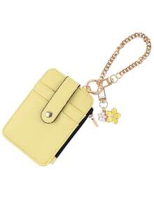 1pc Pastel Color Card Holder Keychain, Spring Floral Chain Design Zipper Coin Pouch, Practical & Gentle, Suitable For Commuting, Dating Or As A Thoughtful Gift - Multicolor - View 9
