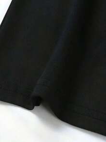 Camiseta Deportiva Casual de Cuello Redondo para Mujer, Ideal para el Día de la Madre |   Elegante y Bonito, Estampado Destacado, Regalo para el Día de San Valentín, Ropa Familiar para Padres, Patrón Geométrico, Manga Corta, Moda para Todas las Temporadas - Negro - Ver 3