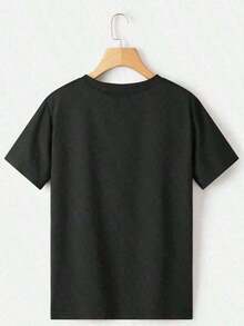 Women's Simple Casual Basic T-Shirt With Heart And Butterfly Print - Vintage Urban Style, Unisex, Cotton, Short Sleeve, Round Neck, Flash  Blouses, Pretty 100% Cotton - 黑色 - 查看 3