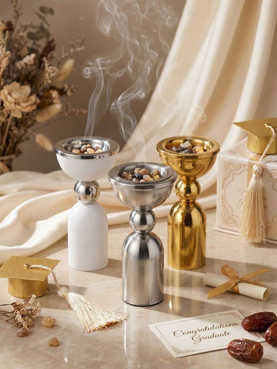 1個/1套輕量奢華金屬香爐，中東阿拉伯風格香爐，可用作芳香擴香器、香爐，適用於家居裝飾、臥室、客廳（作為中心裝飾品）、辦公室、瑜伽工作室和派對，營造優雅氛圍。亦適用於家居裝飾、宰牲節裝飾、作為禮物、生日禮物、畢業禮物、婚禮伴手禮。