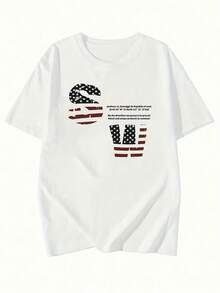 Women's Short Sleeve T-Shirt With Y2K American Logo And Letter Print, New Summer Y2K Top, Versatile, Loose Fit, Crew Neck Fashion Items & Bestsellers 9ZSZ - 白色 - 查看 2