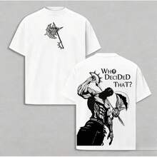 Escanor T-Shirt From The Seven Deadly Sins - A269 "Who Decided That?" Pride Sin Graphic Retro Heavy Unisex Anime Streetwear Gift For Fans - 黃色 - 查看 3