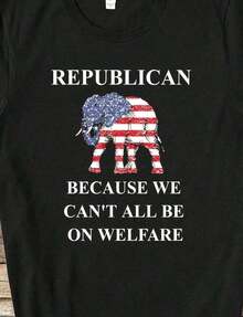 100% Cotton T-Shirt, Republican, Elect, Republican Party Vote, Conservative Republican, Republican Hir, Republican Gif220g, Heavyweight, 100% Cotton. Butterfly Print. Unisex Sizes. Inspirational Crew Neck T-Shirt. Cute And Beautiful Summer Top Inspired By Y2K Style, Perfect For Outdoor Activities, At Home, At Work, Or For Street Wear. Casual, Loose-Fitting T-Shirt For Everyday Wear. - 黑色 - 查看 1