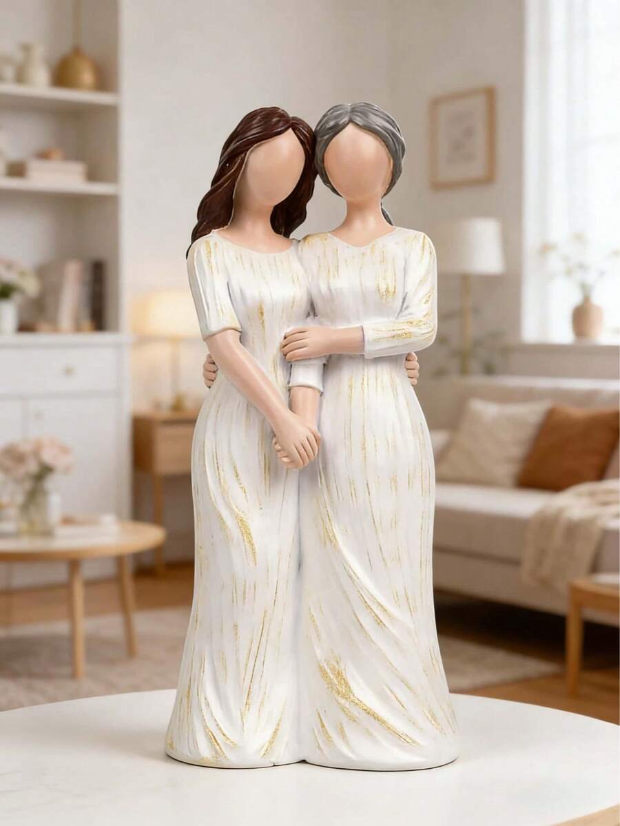 Eternal Mother-Daughter Sculpture, White Dress Resin Statue, Heartfelt Mother's Day Gift, Home Decor Collectible, Gift For Mom - Multiple Styles - View 1