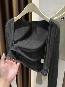 Chaqueta delgada de estilo minimalista casual y para ir al trabajo, para primavera/verano, para mujer - Negro - Ver 7