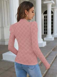 Frenchy Camiseta con bordado con ojal ribete fruncido - Rosa vieja - Ver 2