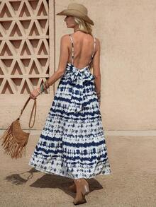Vestido casual sin mangas con lazo para primavera y verano, atuendos de verano para mujer, vestidos de verano para mujer, atuendos de vacaciones, vestido de playa de verano para mujer, vestido de vacaciones estilo boho y fairycore, vestido sin esp - Azul y blanco - Ver 7