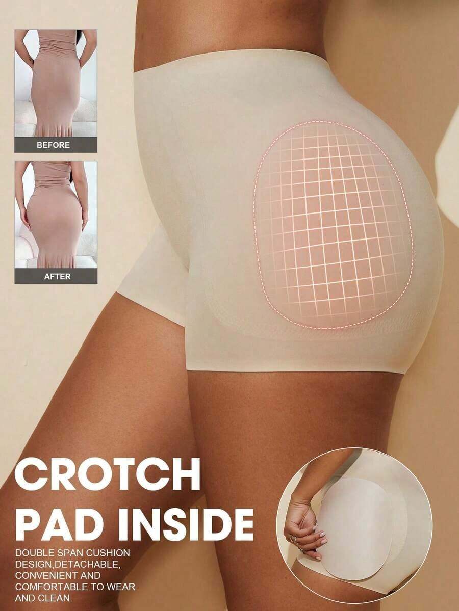 1 Piece Women's Seamless High Waist Shaping Shorts, Tummy Control Shapewear Underwear, Tight Shorts, Waist Trainer, Butt Pads, Shaping Pants - 白色 - 查看 1