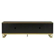 TV Stand With Four Doors, TV Mount, TV Panel, Low TV Stand. Unique Design, Geometric Texture. 160 X 37.5 X 48 Cm (Length X Width X Height) - 黑色 - 查看 11