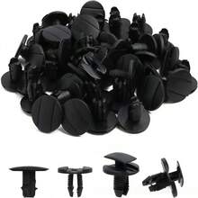 50pcs Car Plastic Fastener Rivets, Bumper Fender Splash Guard Clips, Black Trim Panel Fasteners, Body Panel Installation Fastening Auto Repair Tools - 50Pcs Press-fit Buckle - View 12