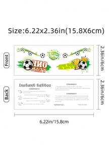 6pcs Football Fan Temporary Face Tattoos, Sports Football Event Temporary Face Tattoo Stickers, Festival Party, Football Pattern Body Stickers Suitable For Arms And Face, Waterproof Football Theme Stickers - Multicolor - View 6
