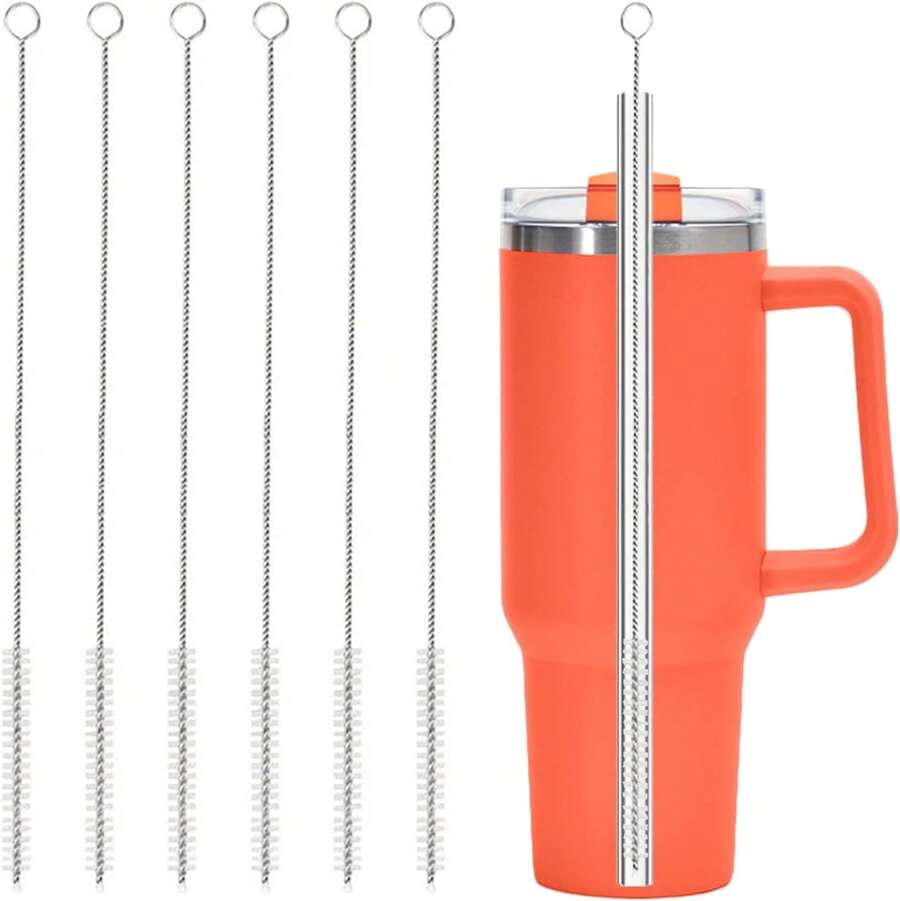 6 Pack Straw Cleaner Brush For , Reusable Extra Long Straw Cleaner For 40/30/20 Oz  Mug, 10mm Wide Drinking Straws Cleaning Brush For Sippy Cup, Water Bottle And Tubes - 1 - View 1