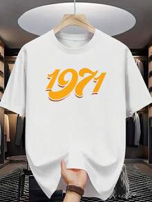 Camiseta unisex de manga corta, estilo retro vintage de 1971 - Gris claro, cuello redondo, ropa casual de verano para fanáticos del baloncesto y jóvenes adultos, moda para el día a día.| Diseño de Números en Negrita| Nontransparent Materiaplayeras hombre,spiderman,, mujer,romwe men,boho chic,maestras regalos,camiseta para mujerconjuntos curvy para mu,y2k, - Blanco - Ver 6