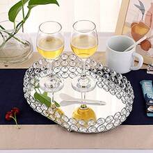 Bandeja de tocador de cristal Hipiwe Bandeja de tocador con espejo Bandejas de perfume para tocador Bandejas de maquillaje Bandeja organizadora de cosméticos y cuidado de la piel Bandeja organizadora - Pago - Ver 6