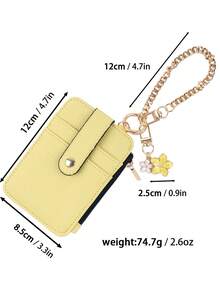 1pc Pastel Color Card Holder Keychain, Spring Floral Chain Design Zipper Coin Pouch, Practical & Gentle, Suitable For Commuting, Dating Or As A Thoughtful Gift - Multicolor - View 3