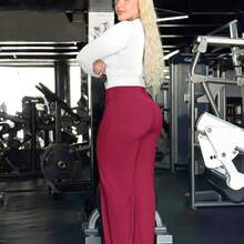 YEOREO Workout Leggings Womens No Front Seam Straight Leggings  31.5" High Waist Buttery Eddiy Gym Yoga Pants Summer Leggings For Women - Marrón oscuro - Ver 4