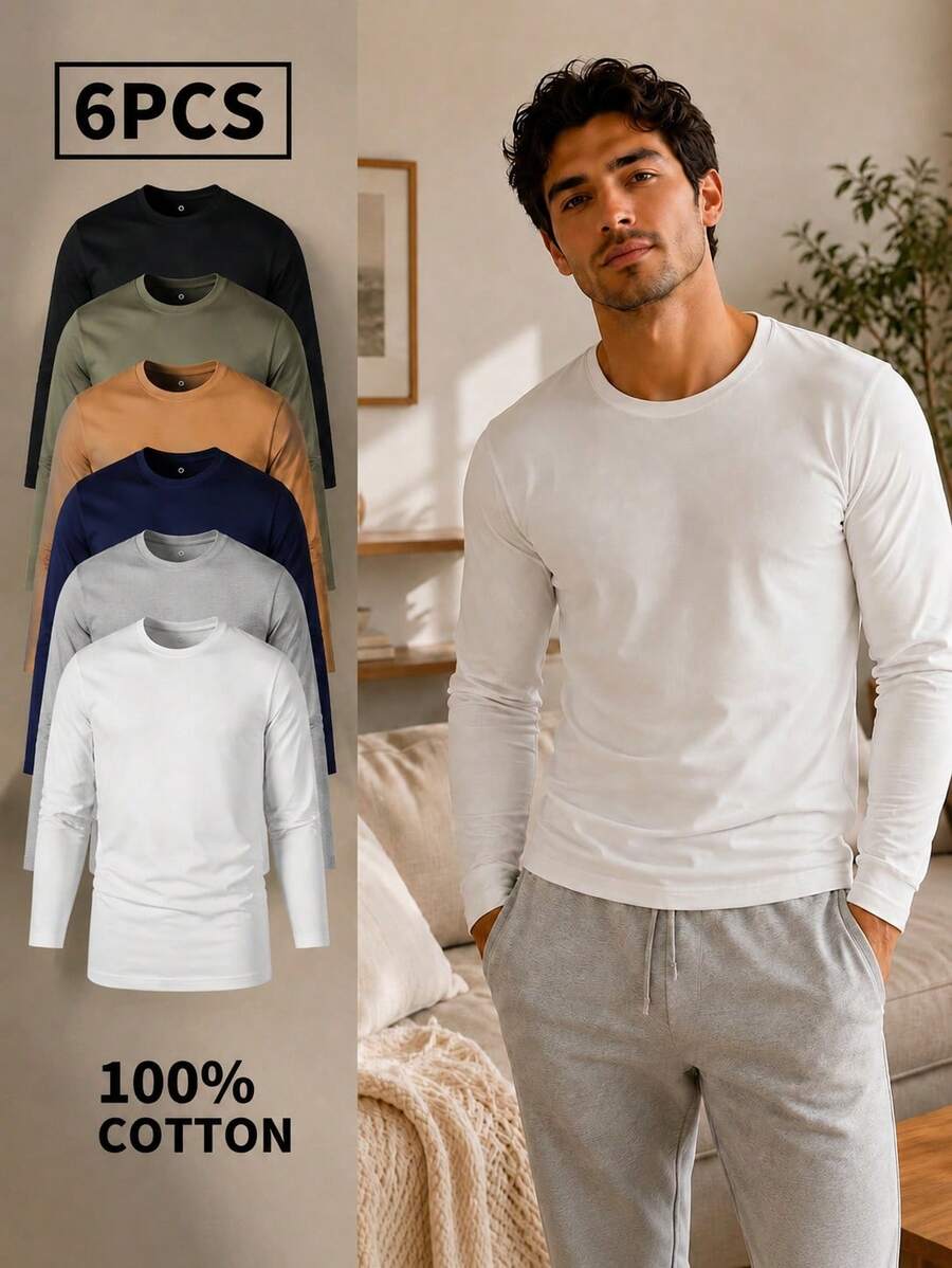 Conjunto de seis piezas: Camisetas y camisas básicas versátiles para el día a día - Multicolor - Ver 1