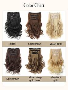 4 piezas Extensiones de cabello rizadas de 16 pulgadas con clip, peluca corta rizada invisible natural, adecuada para mujeres - Multicolor - Ver 7