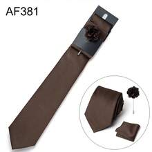 AlanKing 3pcs/Set Men's Solid Color Necktie, Pocket Square, And Lapel Flower, Classic Suit Accessories For Business, Casual Events, Weddings - Color Mixing - View 11