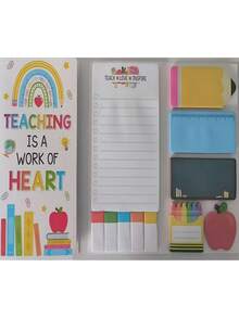 1 set de pegatinas de conveniencia para cuaderno de regreso a la escuela, regalo del primer día de clases para el Día del Maestro, regalo de regreso a la escuela para compañeros de clase, "Bienvenido a la escuela, enseñar y educar es un trabajo duro" - Pegatinas de conveniencia para cuaderno del maestro con patrones hermosos y coloridos, adecuado - Unitalla - Ver 6