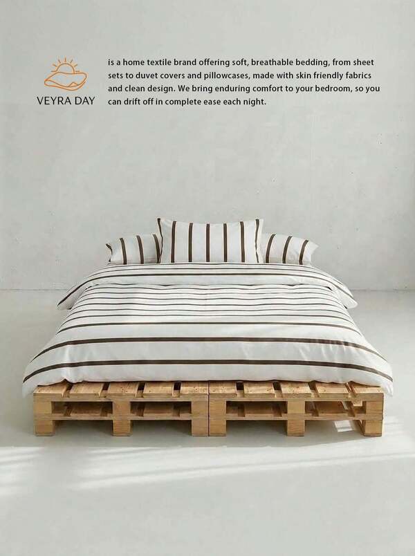 100% Washed Cotton Boho Striped Duvet Cover Set – Modern Soft Bedding (1 Duvet Cover + 1/2 Pillowcases) For All Seasons