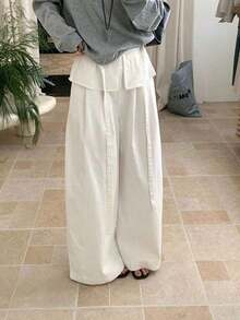 Women Pants - 白色和綠色 - 查看 5