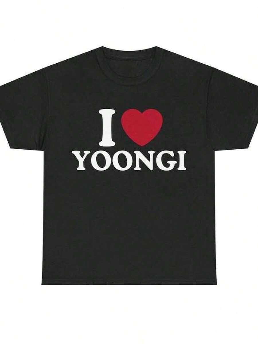 I Love Yoongi T-Shirt, Summer Sets, Spring, Spring Clothes, Women's Blouses, Women's T-Shirts, Women's Summer Sets, Women's Sets - 黑色 - 查看 1