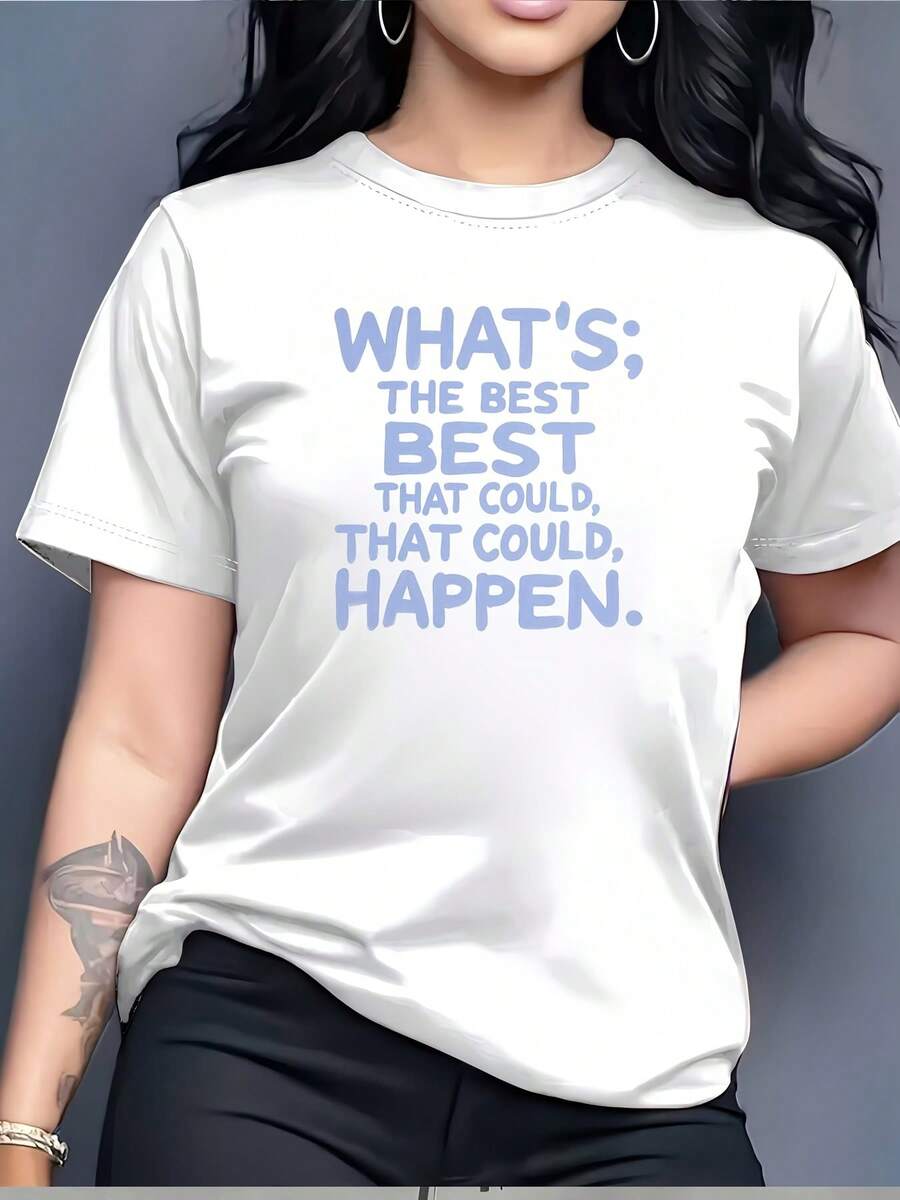 Suave180g Soft T-Shirt "What's The Best Thing That Could Happen?" - Perfect Gift For Family Gatherings, Office Parties And More! Comfortable And Stylish Casual T-Shirt For Men And Women, New Arrival - 白色 - 查看 1