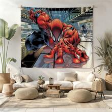 1pc Spider-Man Happy Birthday Backdrop Marvel Superhero Boy Party Decoration Cartoon Photography Background Indoor Holiday Gathering Scene Layout Cake Table Wall Tapestry Anime Fan Birthday Party Props Wall Hanging Decor - Nhiều màu - Xem 2